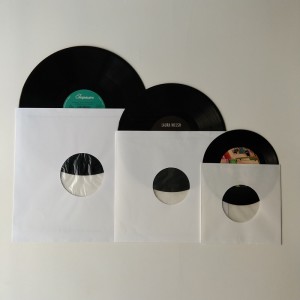 33 U / min White Paper Record Innenhülsen mit Loch für 12 Vinylplatten polylined